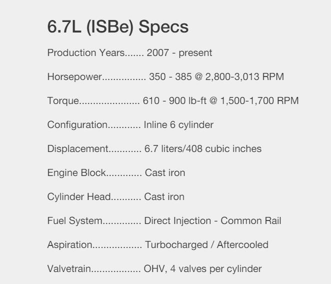 6.7L (ISBe) المواصفات